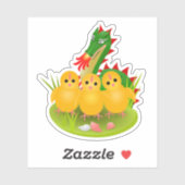 かわいいイースターのひよことドゥドゥのドラゴン シール (シート)