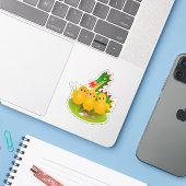 かわいいイースターのひよことドゥドゥのドラゴン シール (ノートパソコンとiPhone)