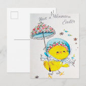 かわいいイースターのひよこ　ホリデー ポストカード　レトロ ヴィンテージ シーズンポストカード (正面/裏面)