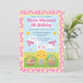 かわいいイースターのひよこ 春の子供の誕生日 招待状 (スタンド正面)