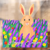 かわいいイースターのウサギが花に囲まれて ウィンドウサイン (シート2)