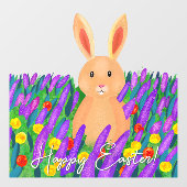 かわいいイースターのウサギが花に囲まれて ウィンドウサイン (シート)