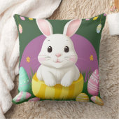 かわいいイースターのウサギとデコレーションエッグ クッション (ブランケット)