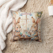 かわいいイースターのウサギと卵 クッション (ブランケット)