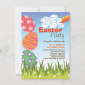 かわいいイースターのウサギのウサギの卵の虹のパーティーの招待 招待状 (正面)