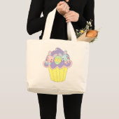 かわいいイースターのウサギのカップケーキ ラージトートバッグ (正面(商品))