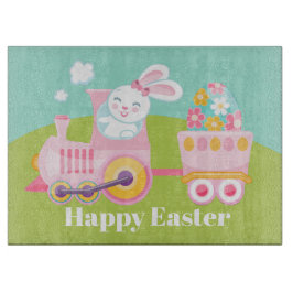 かわいいイースターのウサギの列車の休日のまな板 カッティングボード