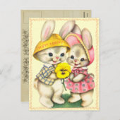 かわいいイースターのウサギの子供の郵便はがき シーズンポストカード (正面/裏面)