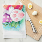 かわいいイースターのウサギの水彩画|の台所タオル キッチンタオル (四つ折り)