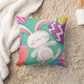 かわいいイースターのウサギの水彩画|の装飾用クッション クッション (ブランケット)