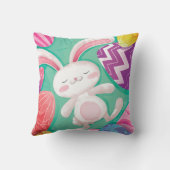 かわいいイースターのウサギの水彩画|の装飾用クッション クッション (裏面)