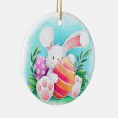 かわいいイースターのウサギの水彩画|の陶磁器のオーナメント セラミックオーナメント (右)