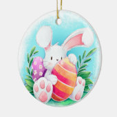 かわいいイースターのウサギの水彩画|の陶磁器のオーナメント セラミックオーナメント (左)