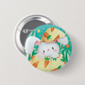 かわいいイースターのウサギの水彩画| Pinボタン 缶バッジ (正面&裏面)