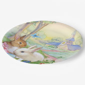 かわいいイースターのウサギの紙皿 ペーパープレート (アングル)