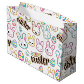 かわいいイースターのウサギパターンパーティーのバッグ ラージペーパーバッグ (裏面アングル)