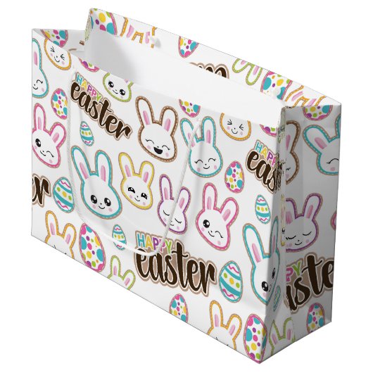 かわいいイースターのウサギパターンパーティーのバッグ ラージペーパーバッグ (正面アングル)