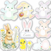 かわいいイースターのウサギ シール (正面)
