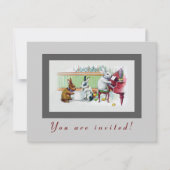 かわいいイースターのウサギ-ヴィンテージのイースターパーティー 招待状 (正面)