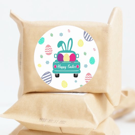 かわいいイースターの卵とバニーの耳 ラウンドシール