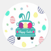 かわいいイースターの卵とバニーの耳 ラウンドシール (正面)