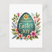 かわいいイースターの喜び言葉の芸術卵 シーズンポストカード (正面)