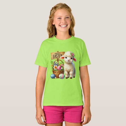 かわいいイースターの子羊 Tシャツ (正面フル)