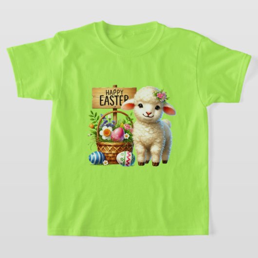 かわいいイースターの子羊 Tシャツ (レイダウン)