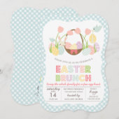 かわいいイースターの朝食と卵の宝探し 招待状 (正面/裏面)