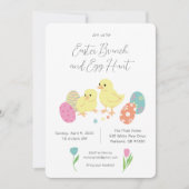 かわいいイースターの朝食と卵の宝探し 招待状 (正面)