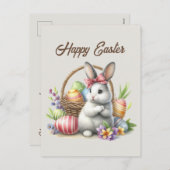 かわいいイースターの水の色イースターバニー追加メッセージ シーズンポストカード (正面/裏面)