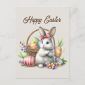かわいいイースターの水の色イースターバニー追加メッセージ シーズンポストカード (正面)