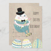 かわいいイースターの誕生日のハンプティ義務 シーズンカード (正面/裏面)