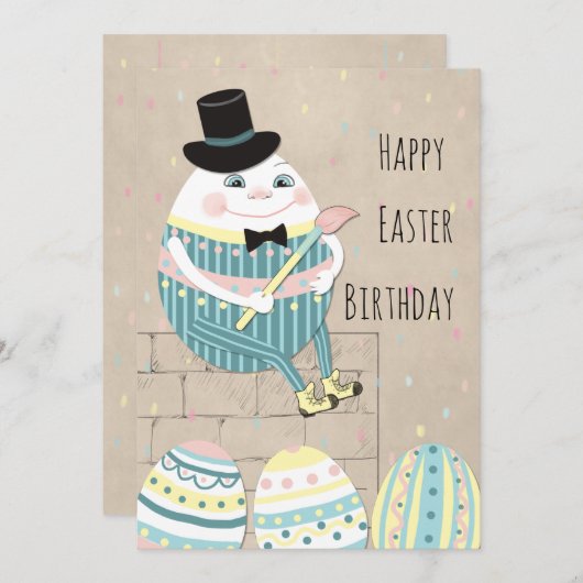 かわいいイースターの誕生日のハンプティ義務 シーズンカード (正面/裏面)