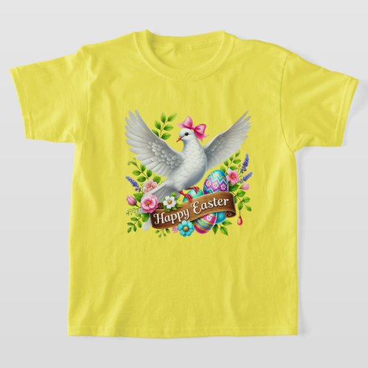 かわいいイースターの鳩の女の子 Tシャツ (レイダウン)