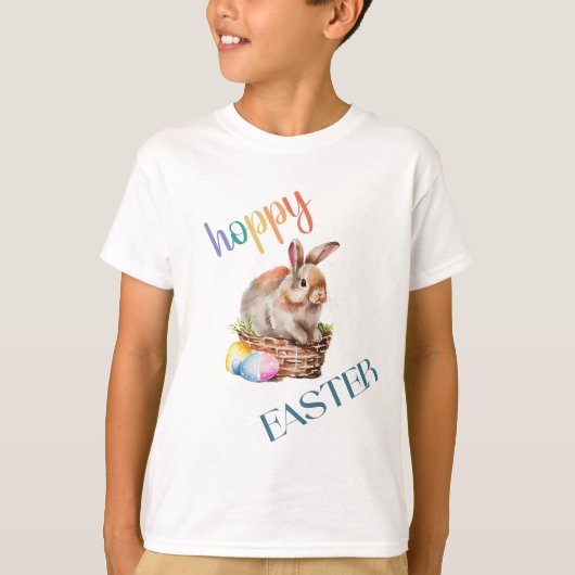 かわいいイースターウォーターカラーバニー Tシャツ (正面)
