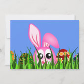 かわいいイースターウサギと卵の草むらのイースターエッグハント招待状 招待状 (裏面)