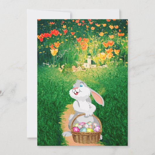 かわいいイースターウサギのフラットグリーティングカード カード (正面)