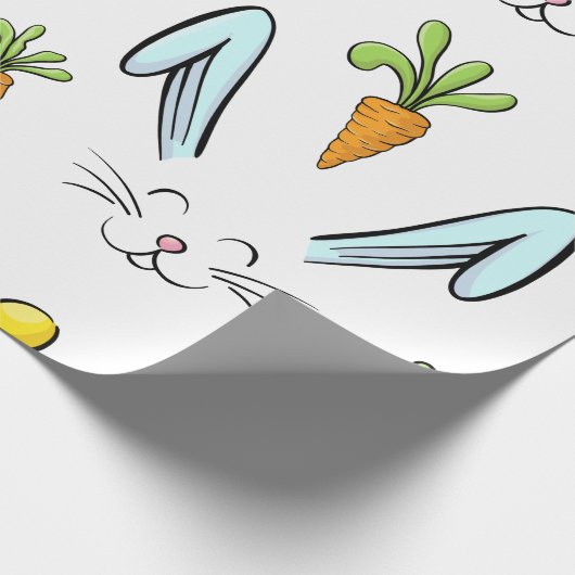 かわいいイースターウサギの卵ニンジン柄のギフト ラッピングペーパー (角)