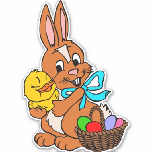 かわいいイースターウサギひよこ卵 シール (正面)