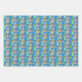 かわいいイースターウサギ、フクロウ、卵&チョコレートバニー ラッピングペーパーシート (正面2)