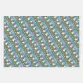 かわいいイースターウサギ、フクロウ、卵&チョコレートバニー ラッピングペーパーシート (正面)