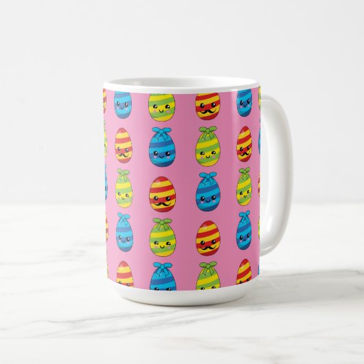 かわいいイースターエッグとリボン コーヒーマグカップ (正面右)