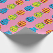 かわいいイースターエッグとリボン ラッピングペーパー (角)