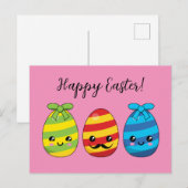 かわいいイースターエッグとリボン |追加文字 シーズンポストカード (正面/裏面)