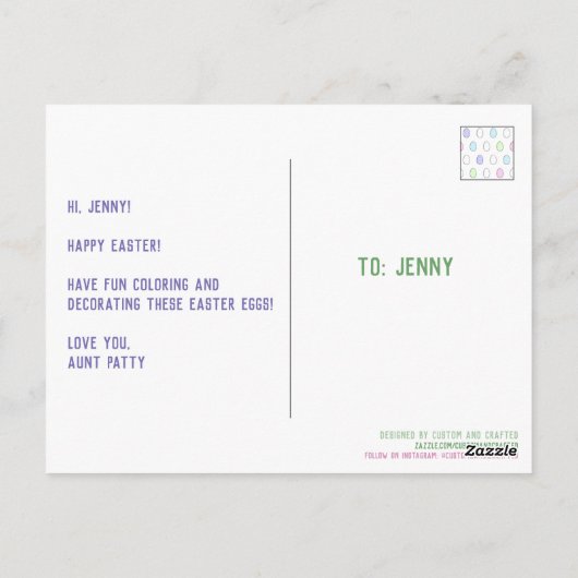 かわいいイースターエッグぬりえグリーティングカード（子供用） ポストカード (裏面)