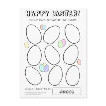 かわいいイースターエッグぬりえグリーティングカード（子供用）