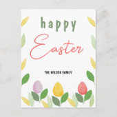 かわいいイースターエッグの水色 シーズンポストカード (正面)