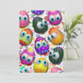 かわいいイースターエッグの漫画の招待状 シーズンカード (スタンド正面)