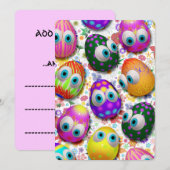 かわいいイースターエッグの漫画の招待状 シーズンカード (正面/裏面)